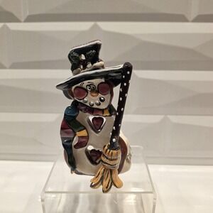 Heather Goldminc SNOWMAN 5" Tealight Candle Holder Christmas Blue Sky 2002